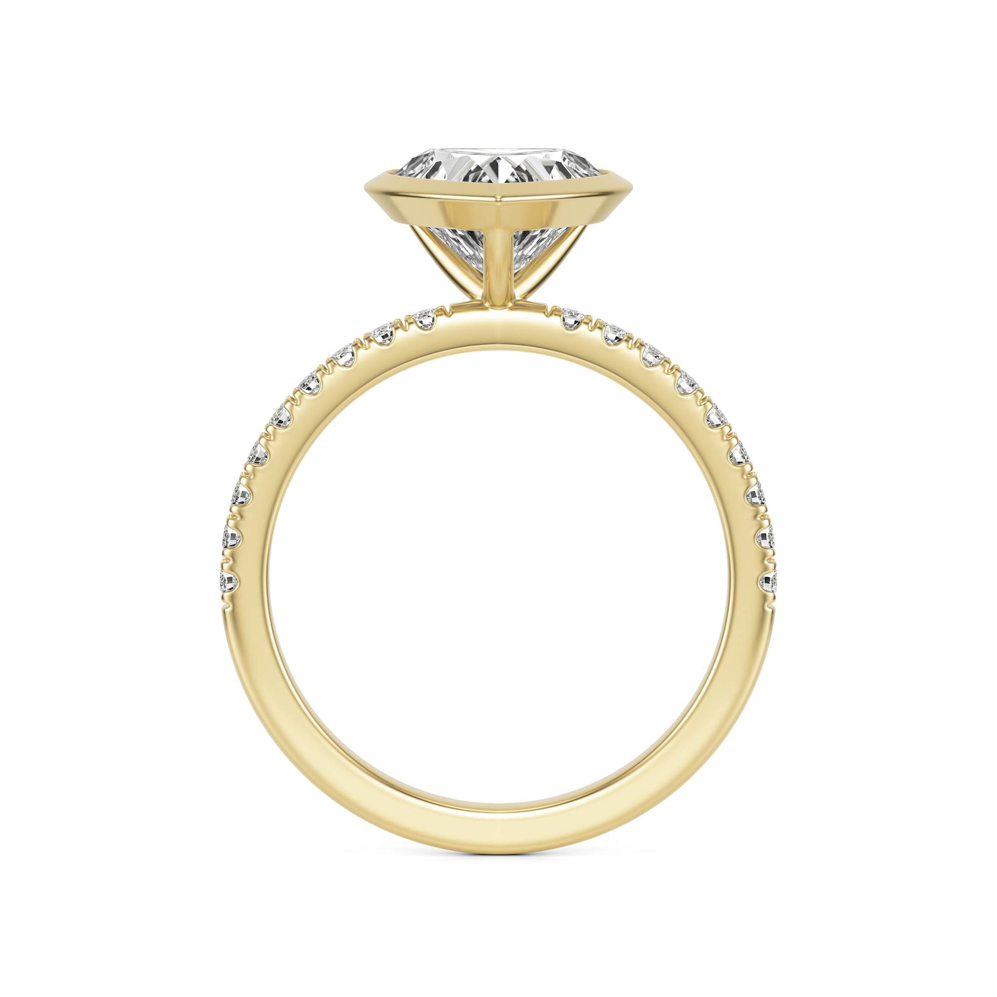 Heart Diamond Bezel Pavé 14K Yellow Gold