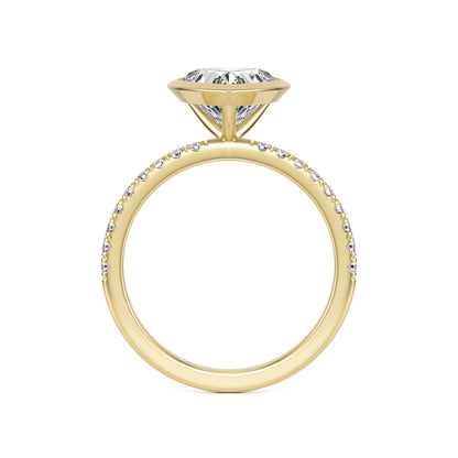 Heart Diamond Bezel Pavé 14K Yellow Gold