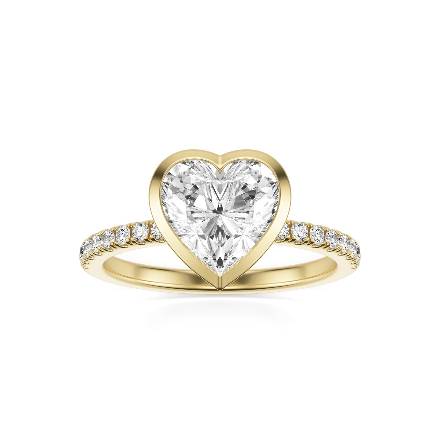 Heart Diamond Bezel Pavé 14K Yellow Gold