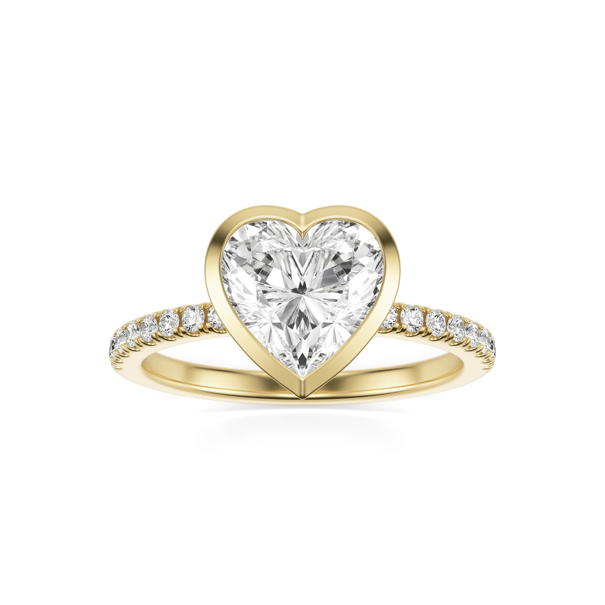 Heart Diamond Bezel Pavé 14K Yellow Gold