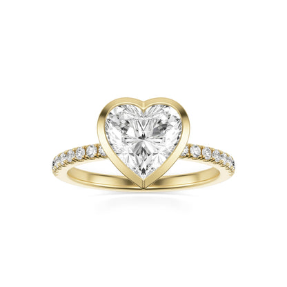 Heart Diamond Bezel Pavé 14K Yellow Gold