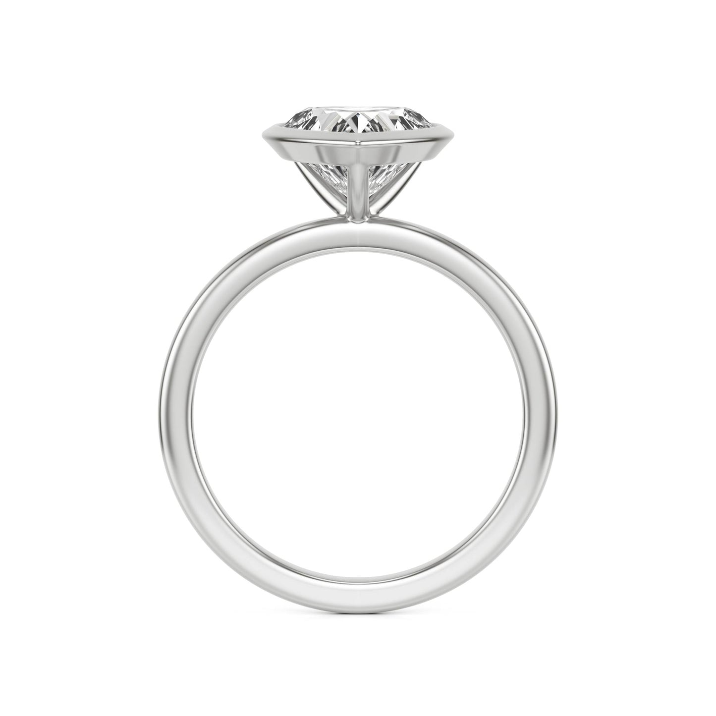 Heart Diamond Bezel 14K White Gold