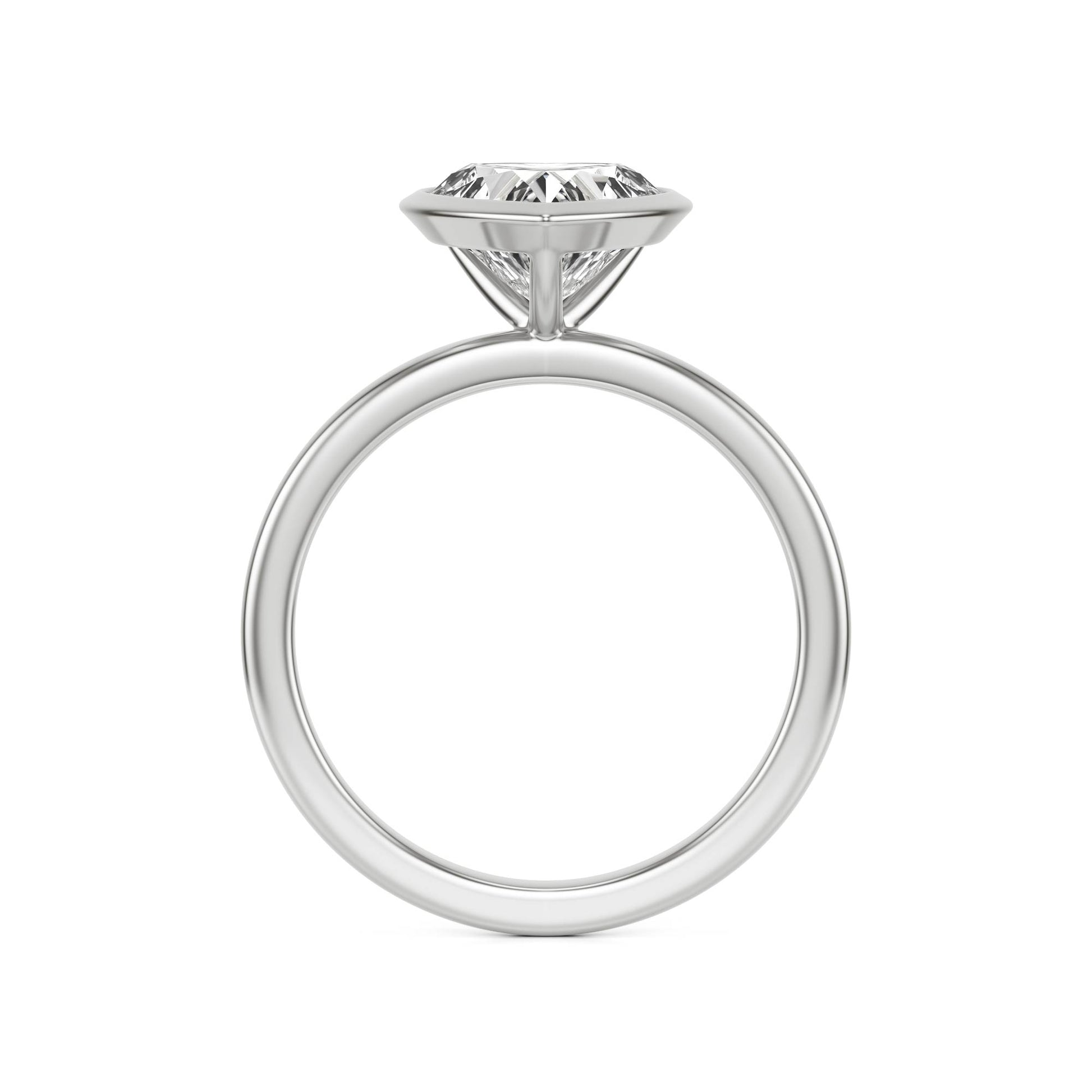 Heart Diamond Bezel 14K White Gold