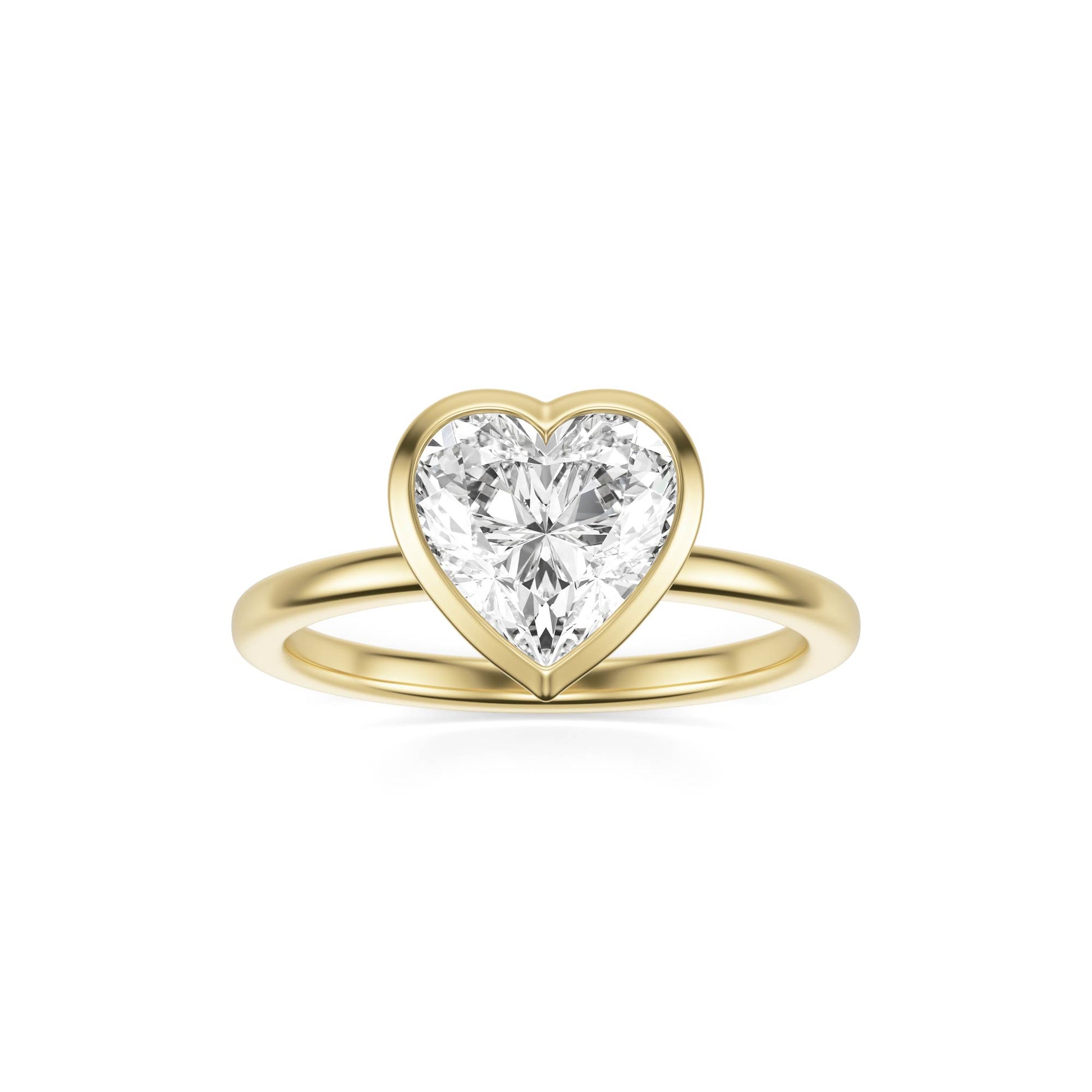 Heart Diamond Bezel 14K Yellow Gold