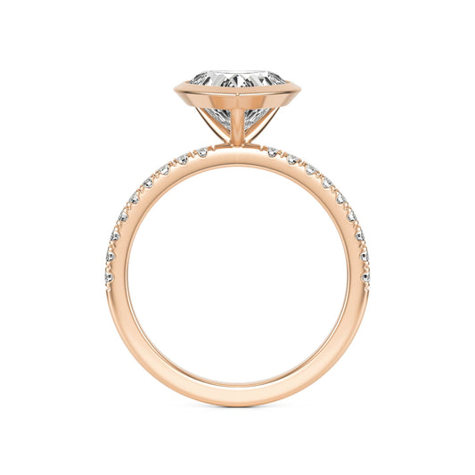 Heart Moissanite Bezel Pavé 14K Rose Gold