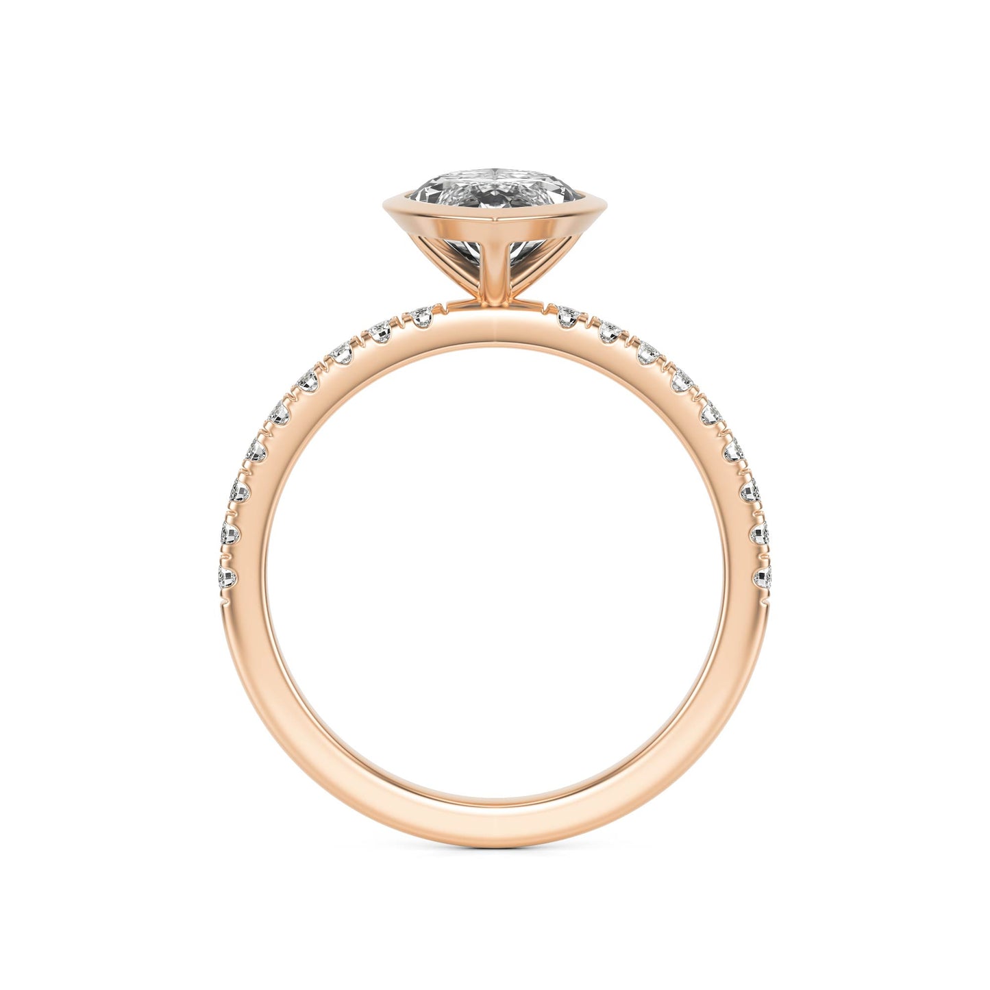 Marquise Diamond Bezel Pave 14K Rose Gold