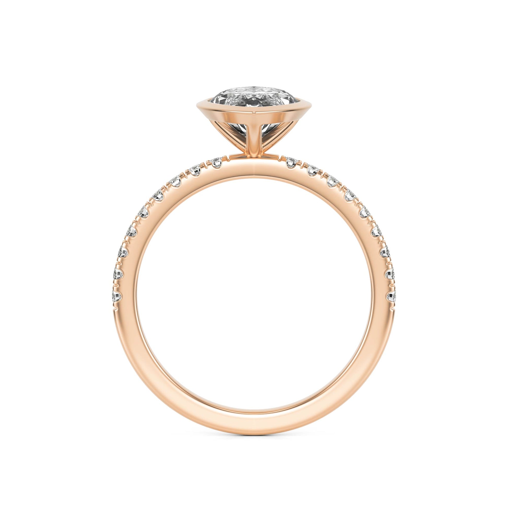 Marquise Diamond Bezel Pave 14K Rose Gold