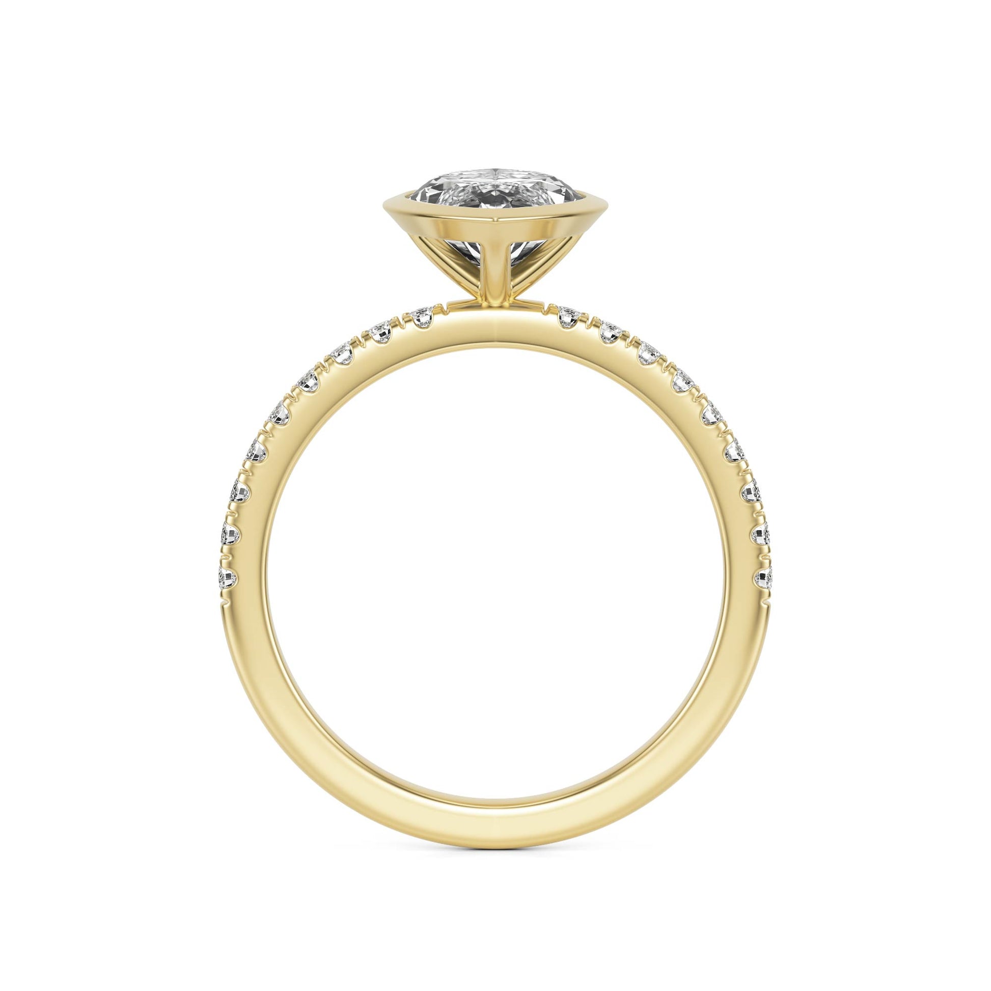 Marquise Diamond Bezel Pave 14K Yellow Gold