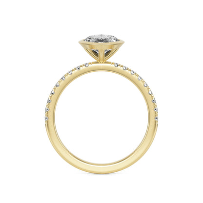 Marquise Diamond Bezel Pave 14K Yellow Gold