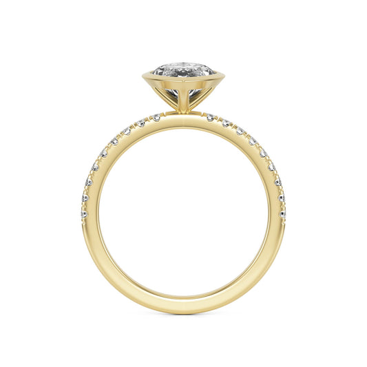 Marquise Diamond Bezel Pave 14K Yellow Gold