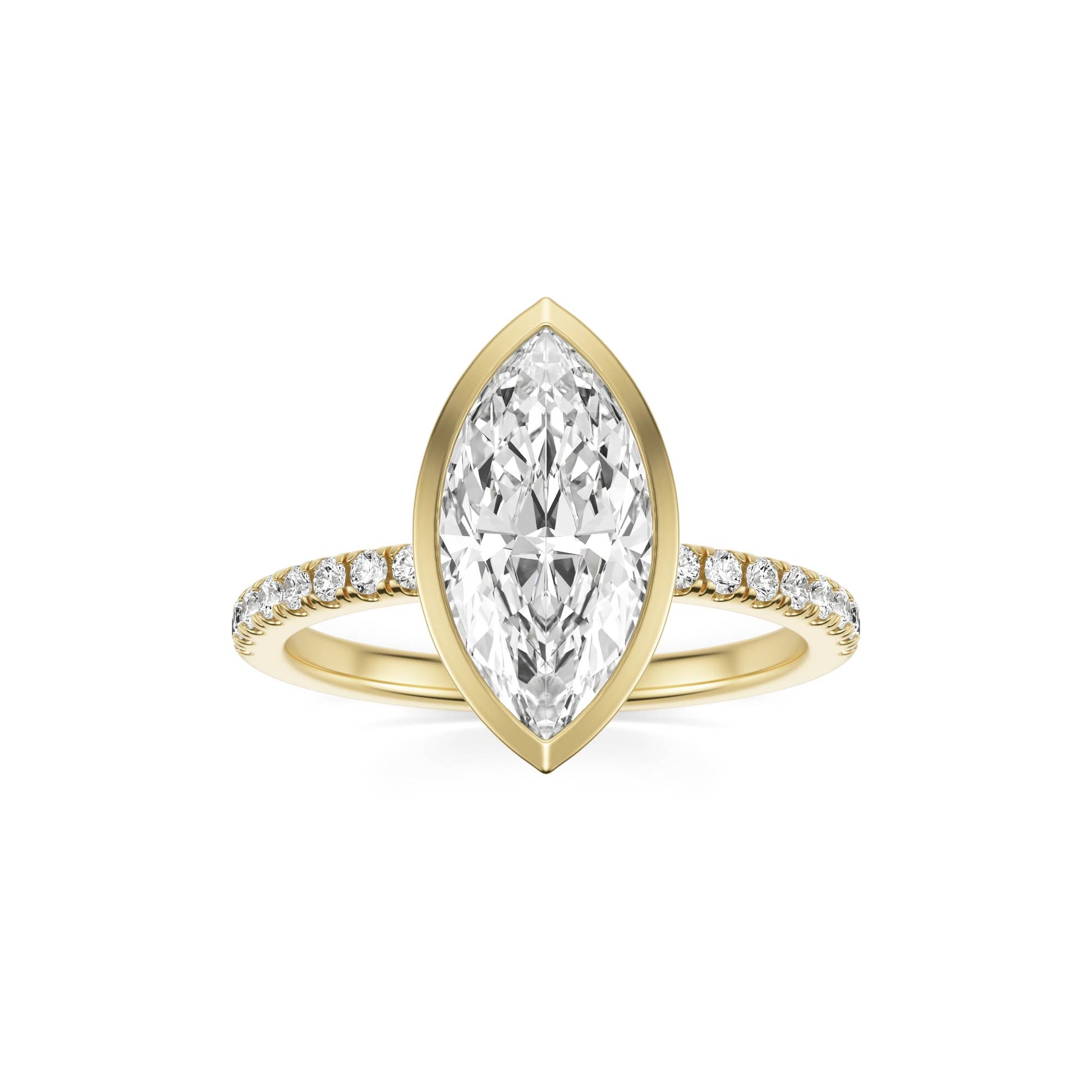 Marquise Diamond Bezel Pave 14K Yellow Gold