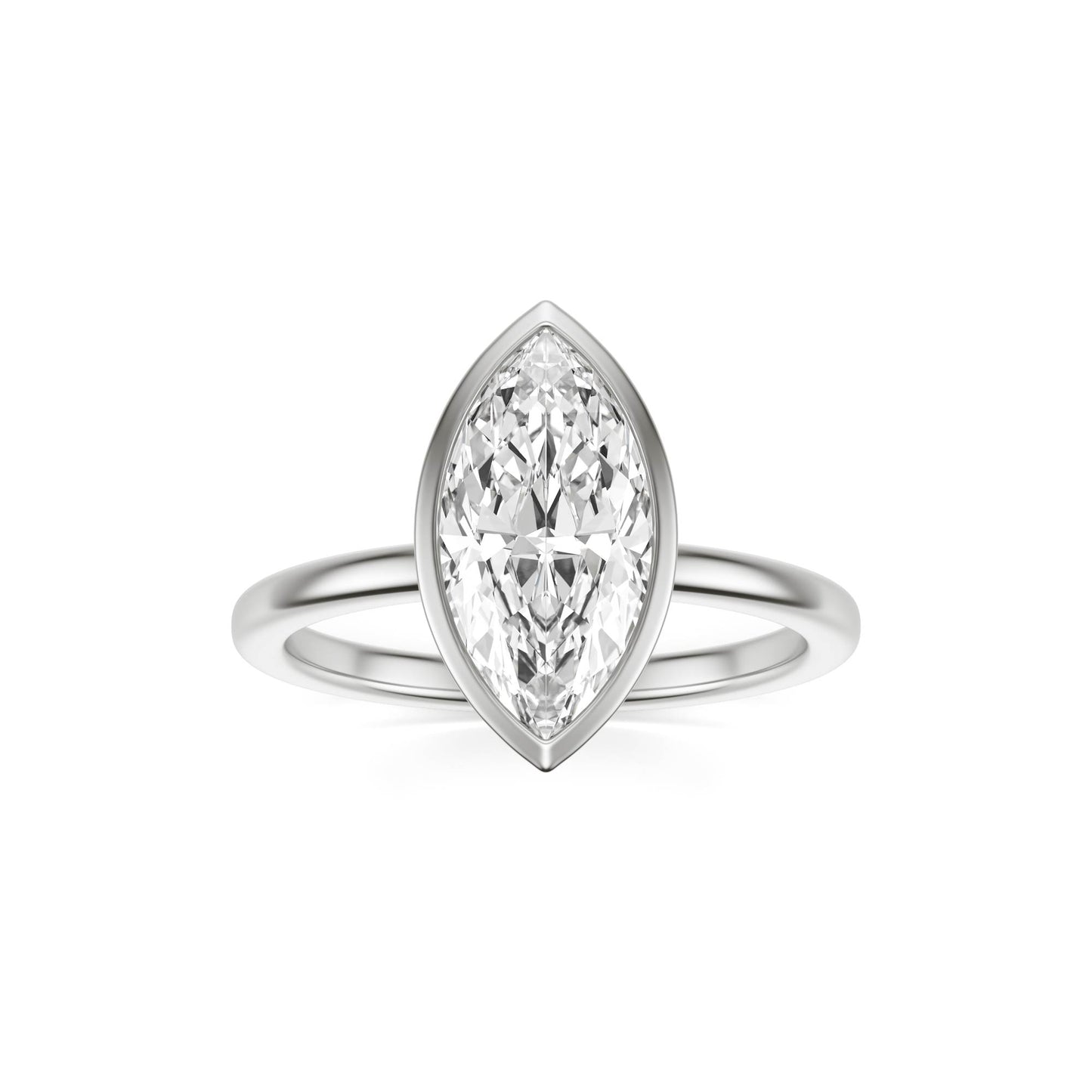 Marquise Diamond Bezel 14K White Gold