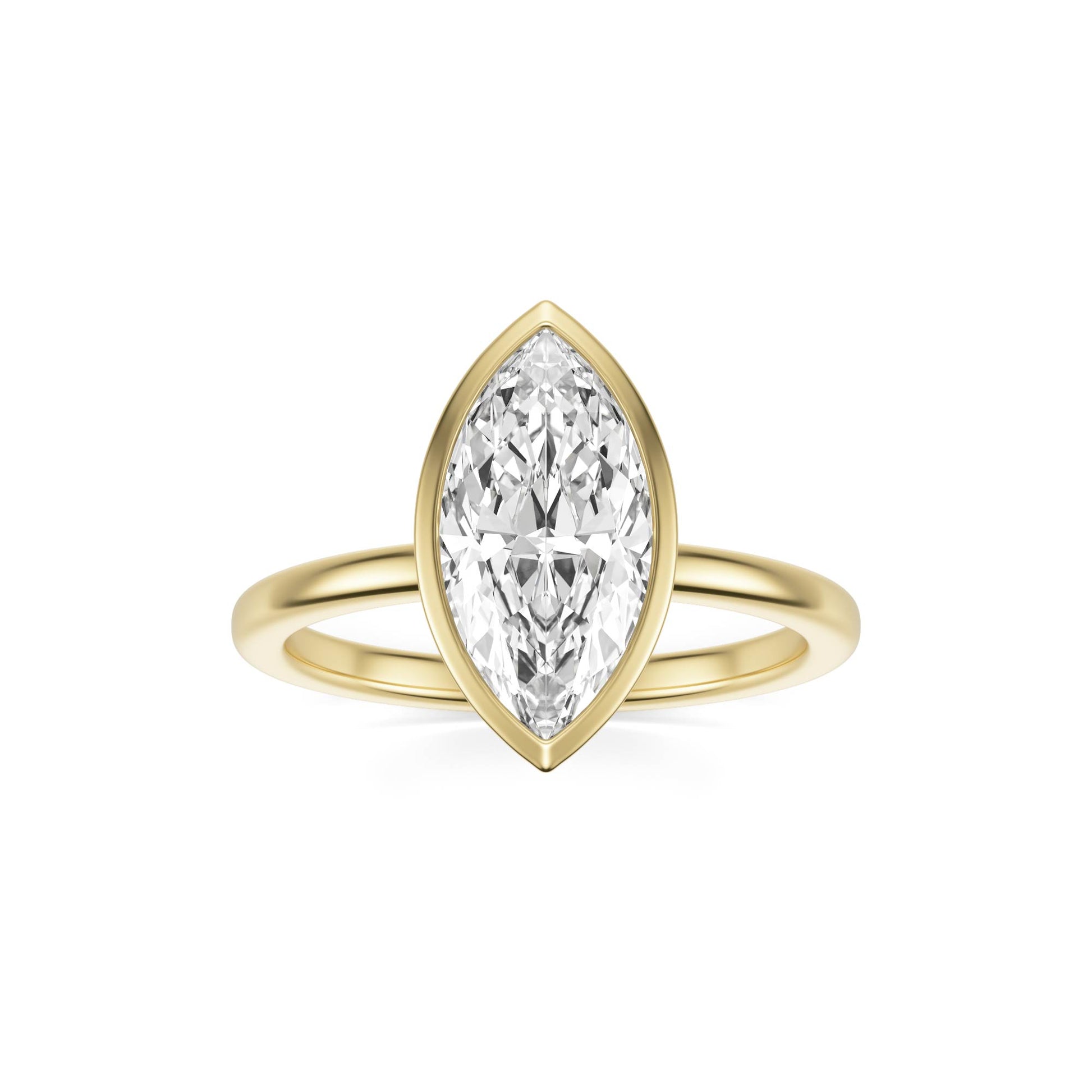 Marquise Diamond Bezel 14K Yellow Gold