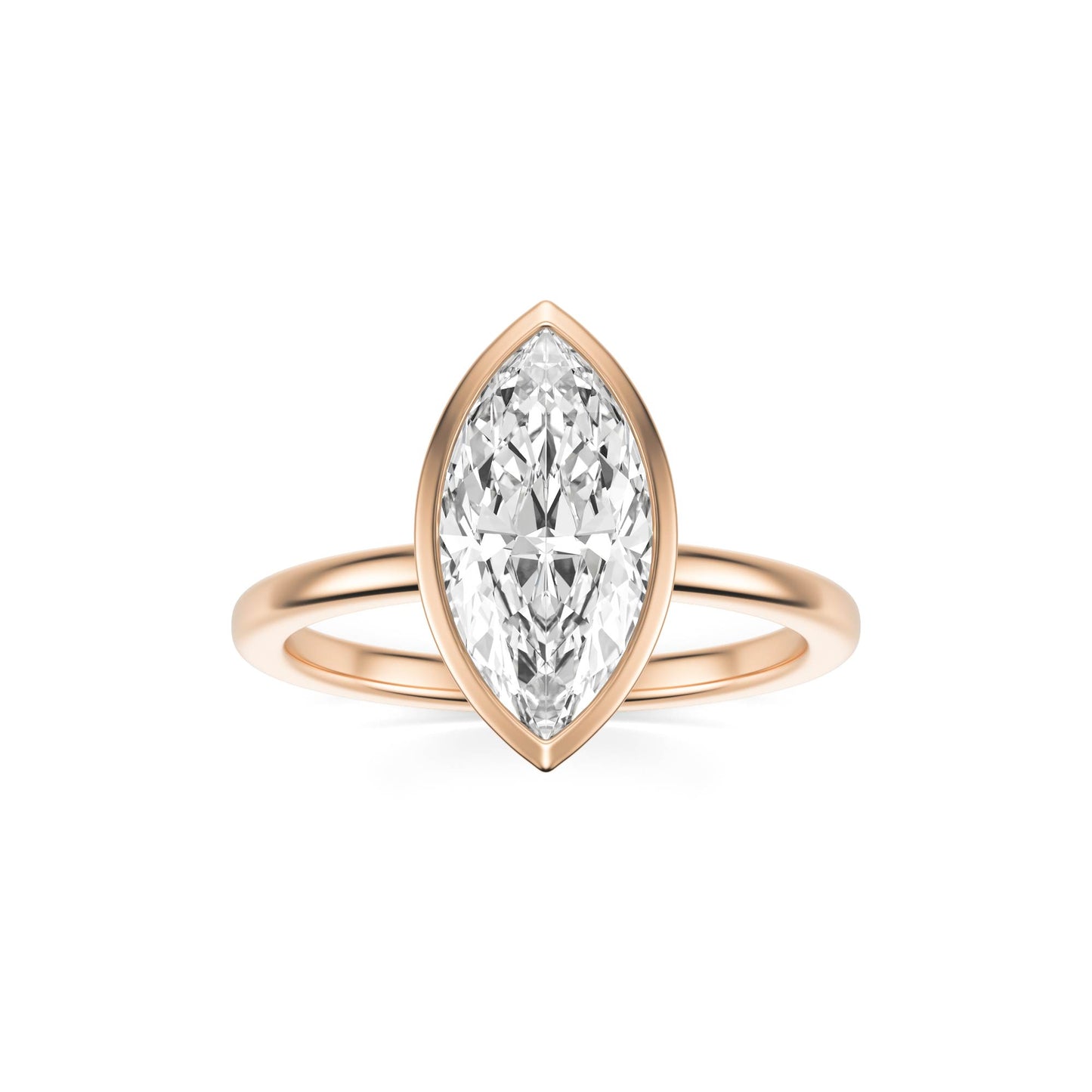 Marquise Moissanite Bezel 14K Rose Gold