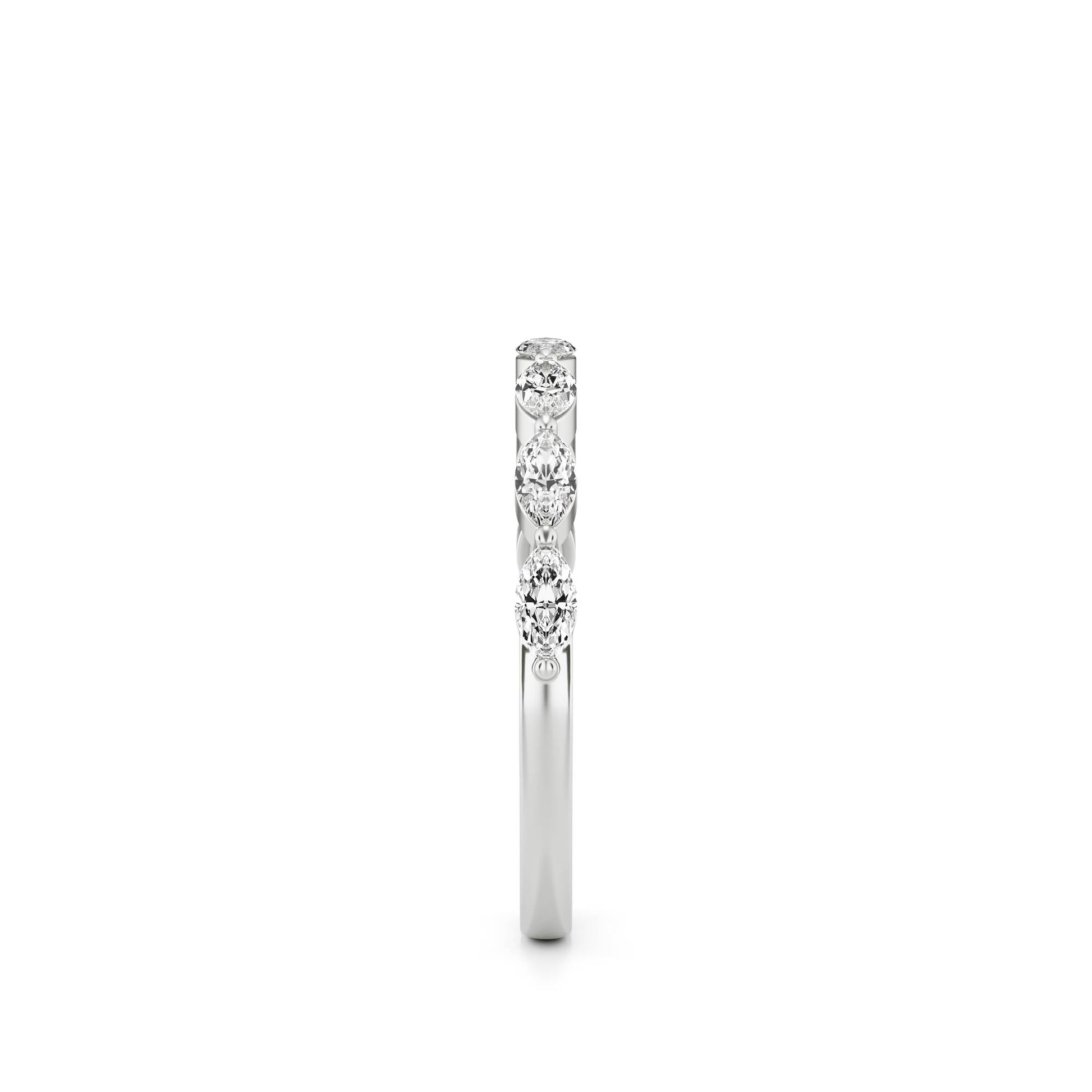 Marquise Moissanite Shared Prong 14K White Gold