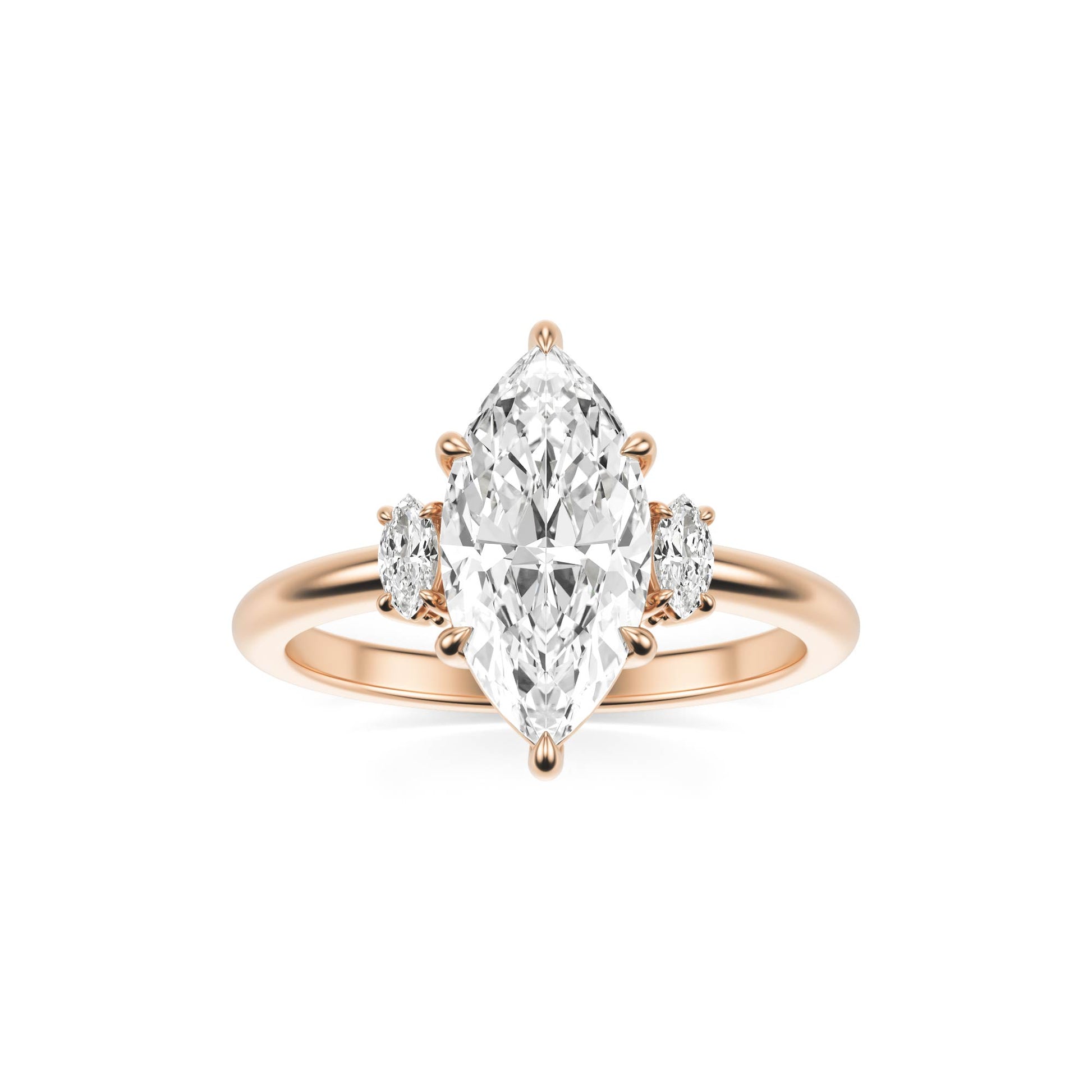 Marquise Moissanite Trio 14K Rose Gold