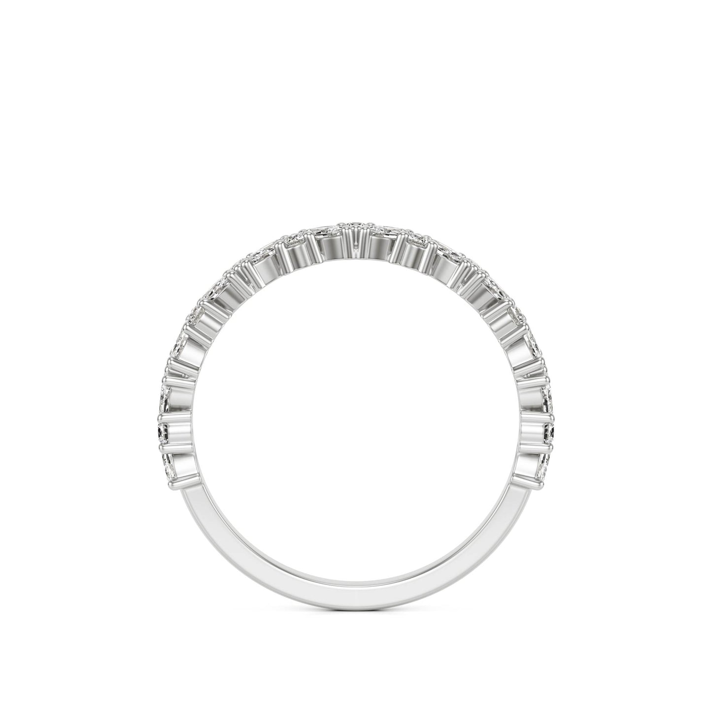 Marquise Round Moissanite Wedding Band Platinum