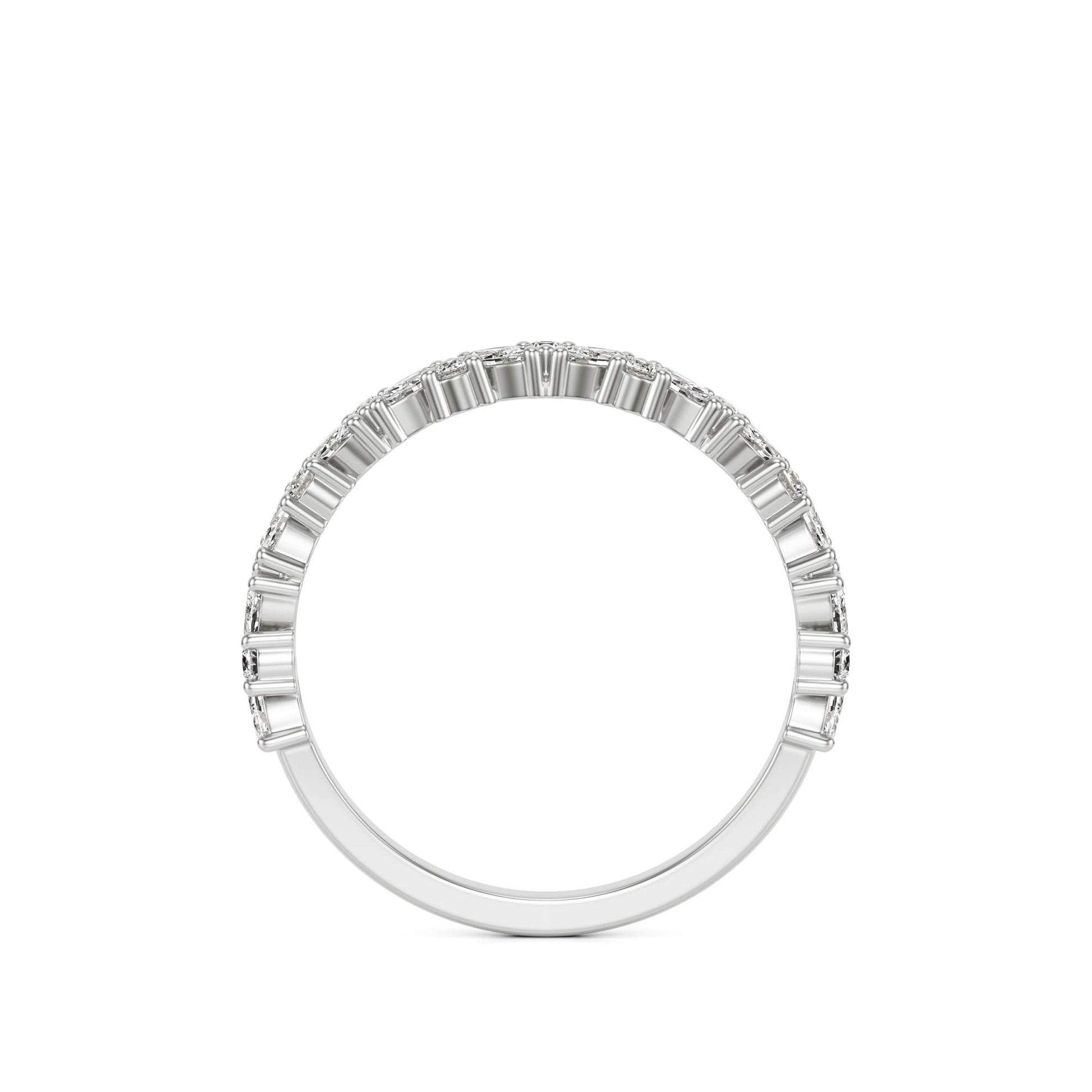 Marquise Round Moissanite Wedding Band Platinum