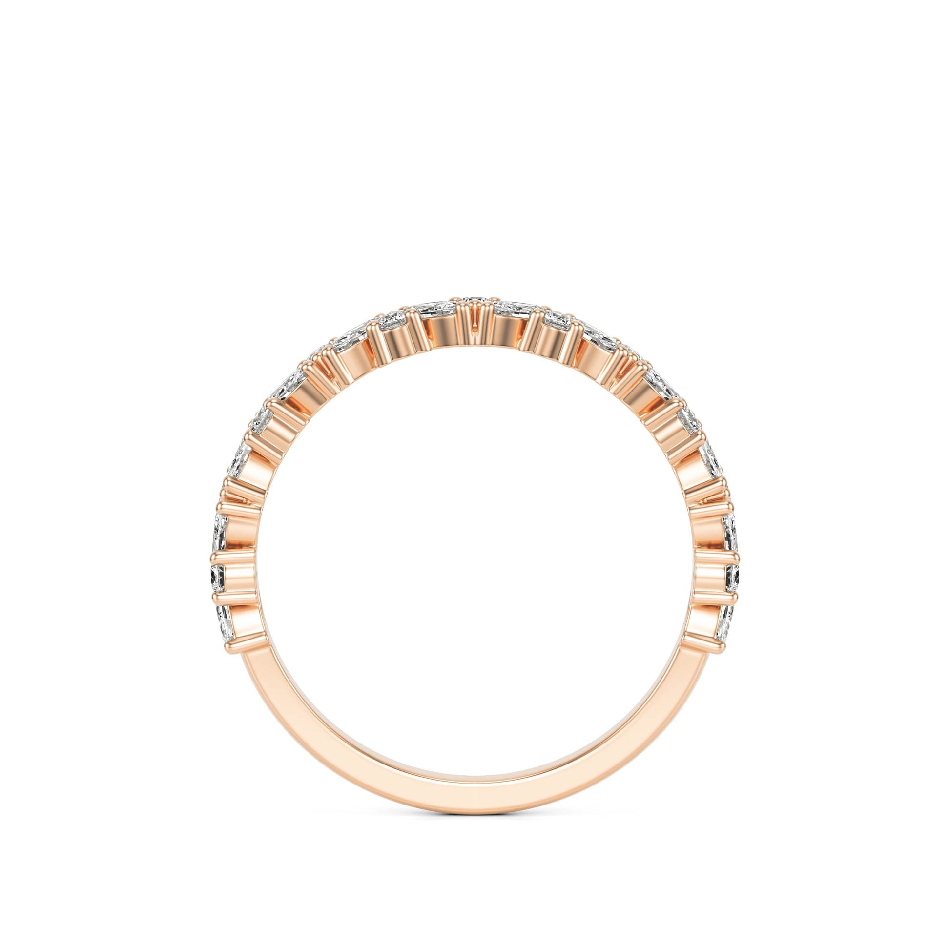 Marquise Round Moissanite Wedding Band 14K Rose Gold