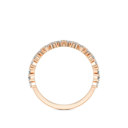 Marquise Round Moissanite Wedding Band 14K Rose Gold