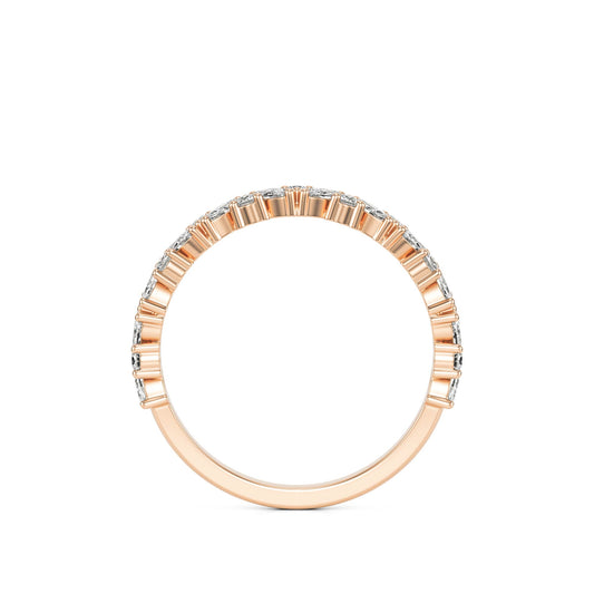 Marquise Round Moissanite Wedding Band 14K Rose Gold