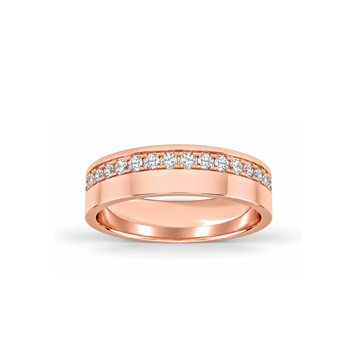 5.5mm Men's Asymmetric Pavé Wedding Band 14k rose gold