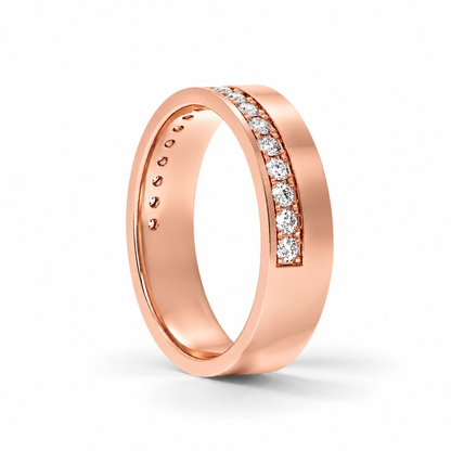 5.5mm Men's Asymmetric Pavé Wedding Band 14k rose gold