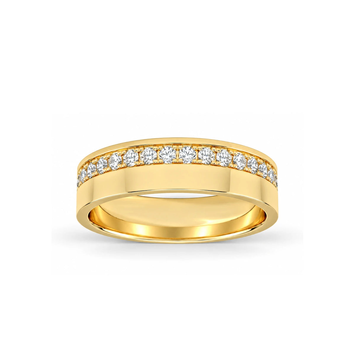5.5mm Men's Asymmetric Pavé Wedding Band 14k yellow gold