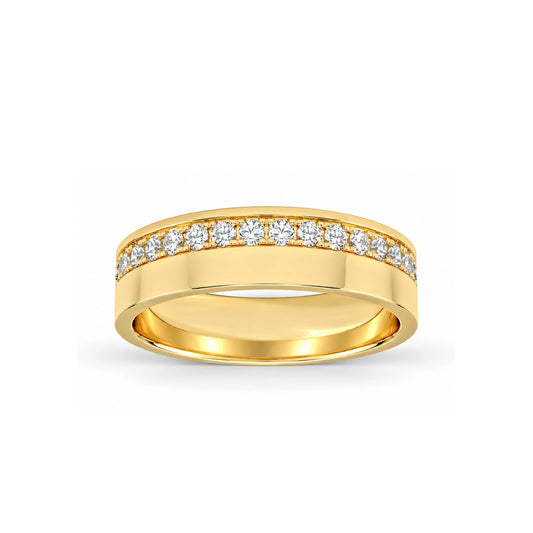 5.5mm Men's Asymmetric Pavé Wedding Band 14k yellow gold