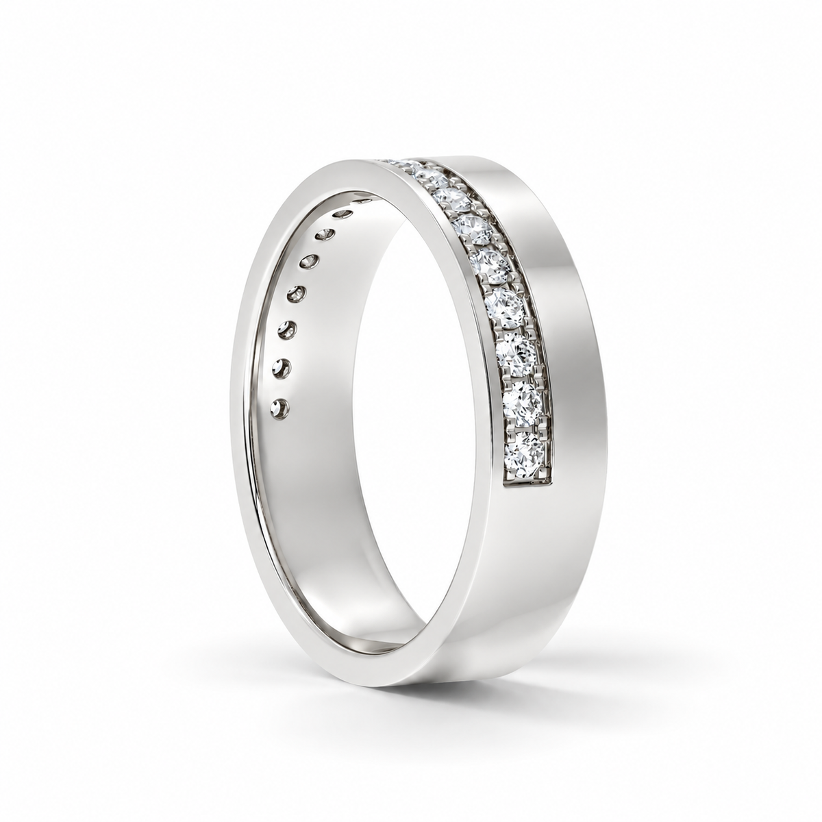 5.5mm Men's Asymmetric Pavé Wedding Band platinum
