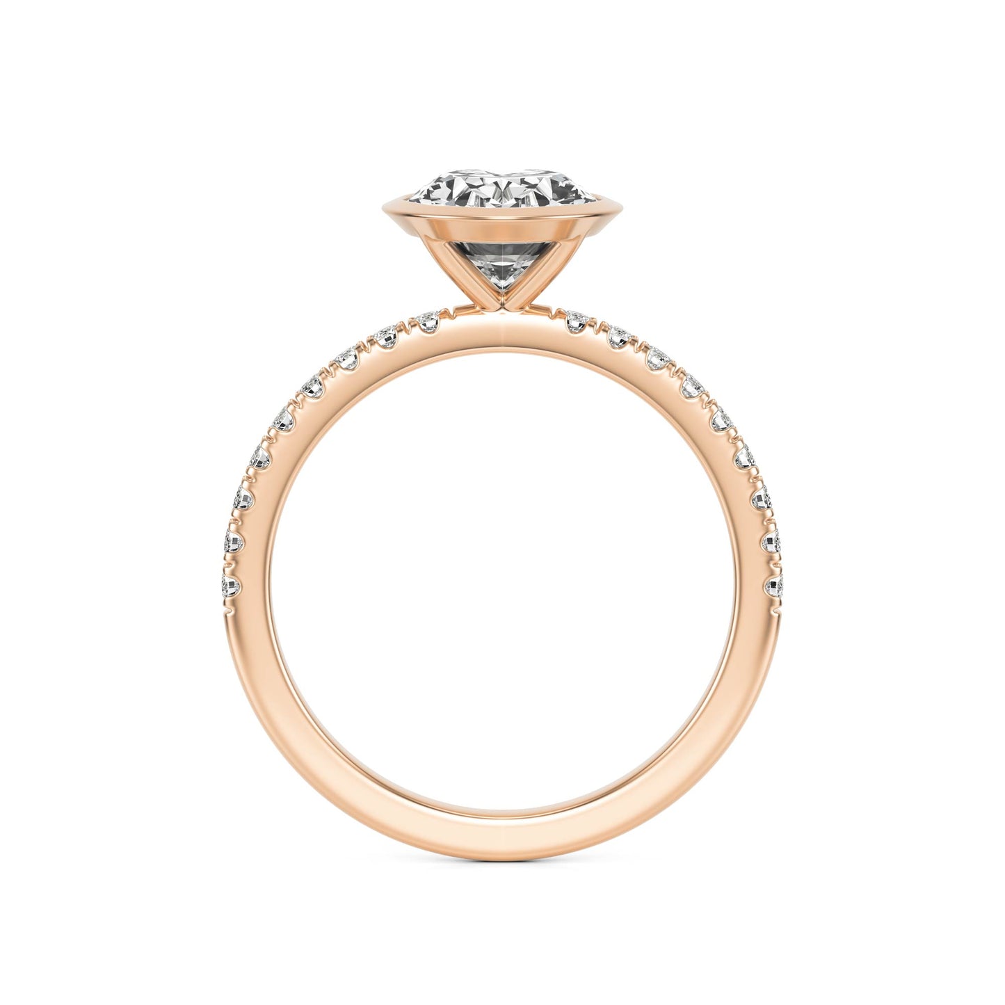 Oval Diamond Bezel Pave 14K Rose Gold