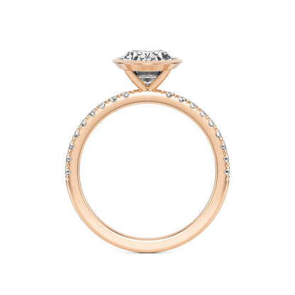 Oval Diamond Bezel Pave 14K Rose Gold