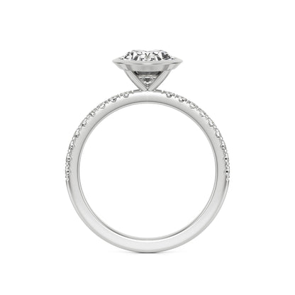 Oval Diamond Bezel Pave 14K White Gold