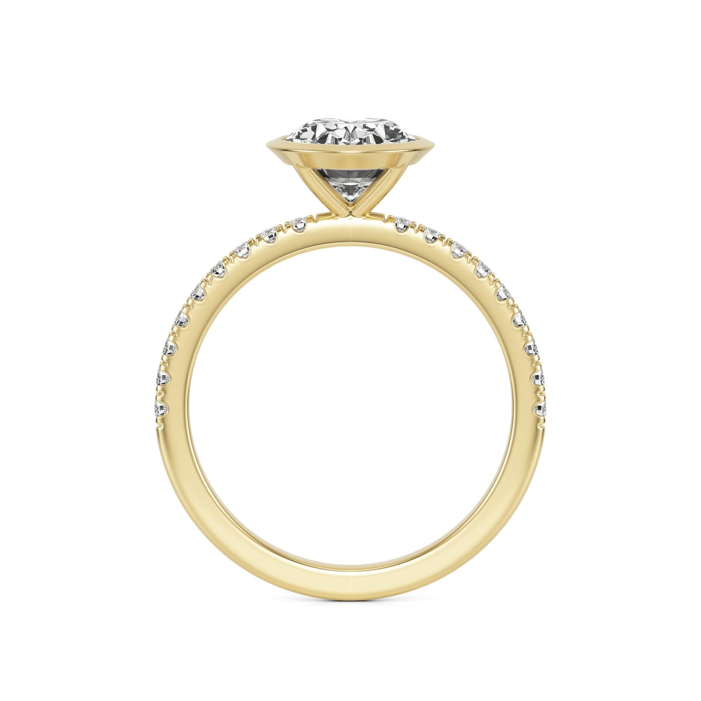 Oval Diamond Bezel Pave 14K Yellow Gold