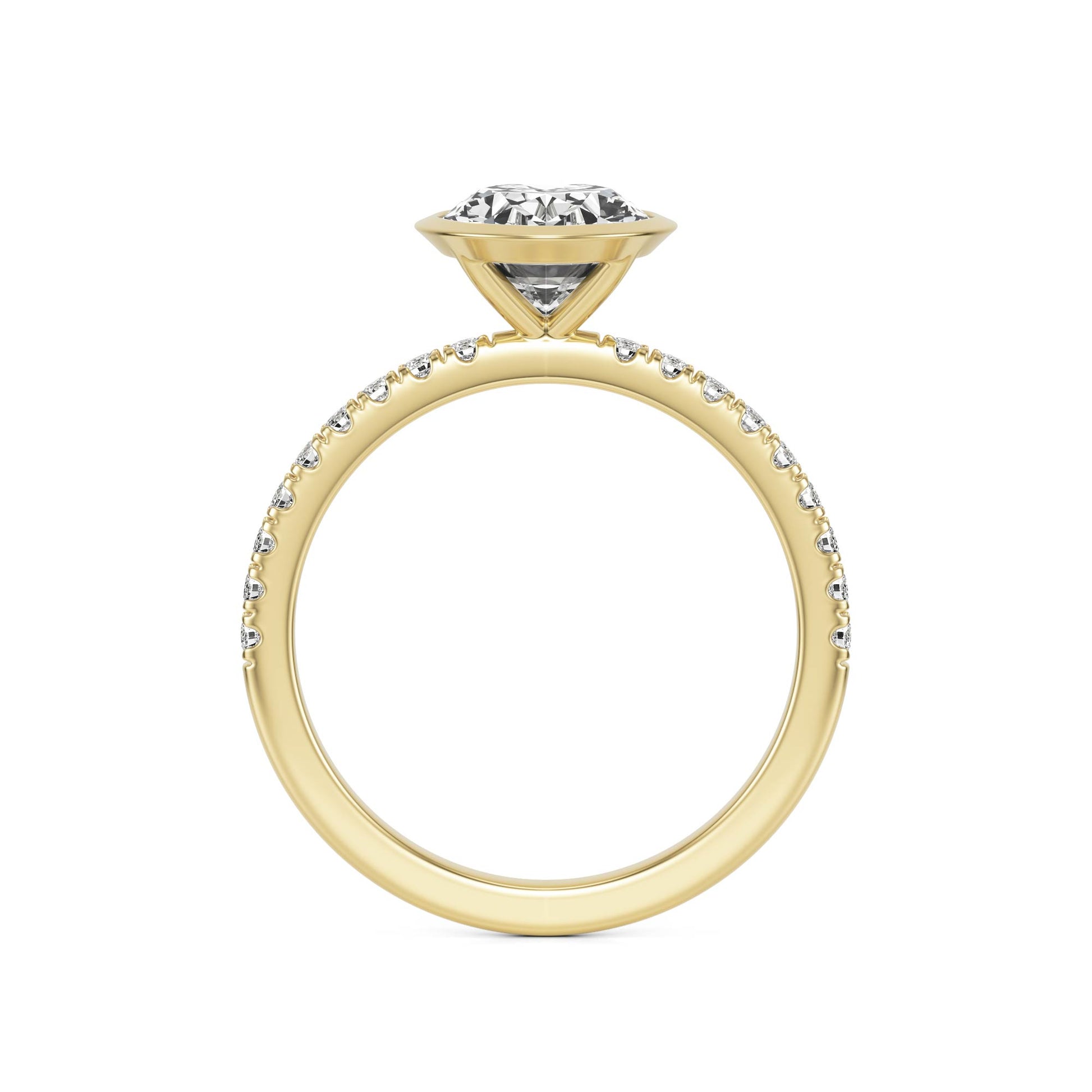 Oval Diamond Bezel Pave 14K Yellow Gold