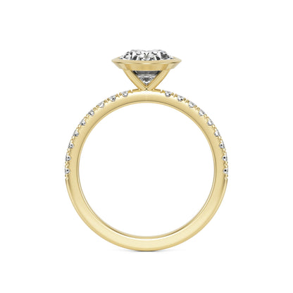 Oval Diamond Bezel Pave 14K Yellow Gold