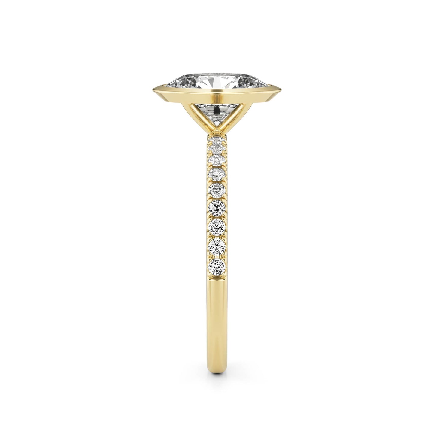 Oval Diamond Bezel Pave 14K Yellow Gold