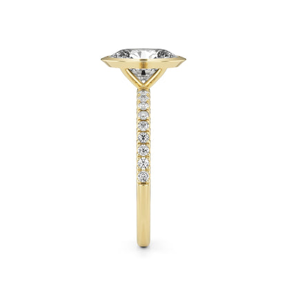 Oval Diamond Bezel Pave 14K Yellow Gold