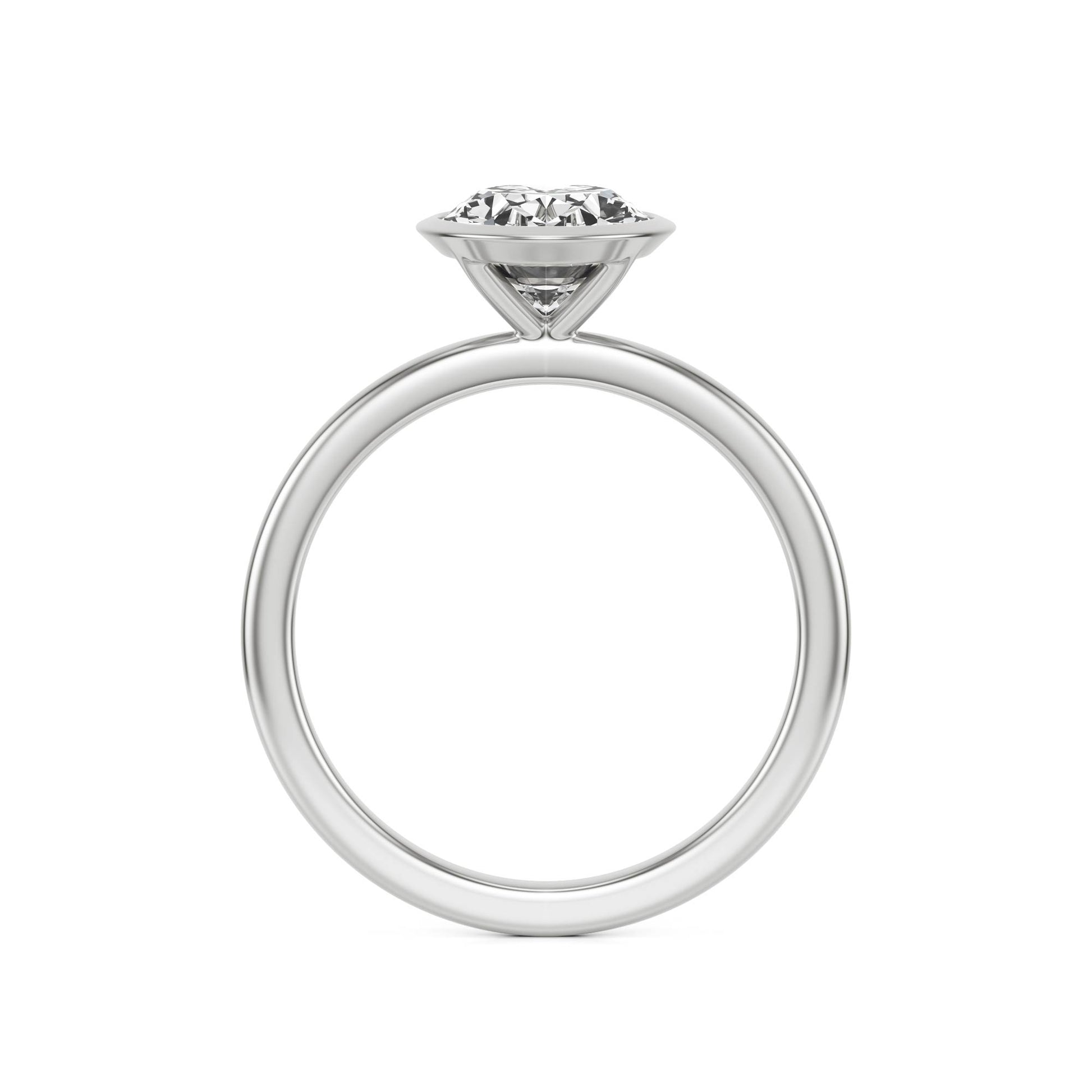 Oval Diamond Bezel 14K White Gold