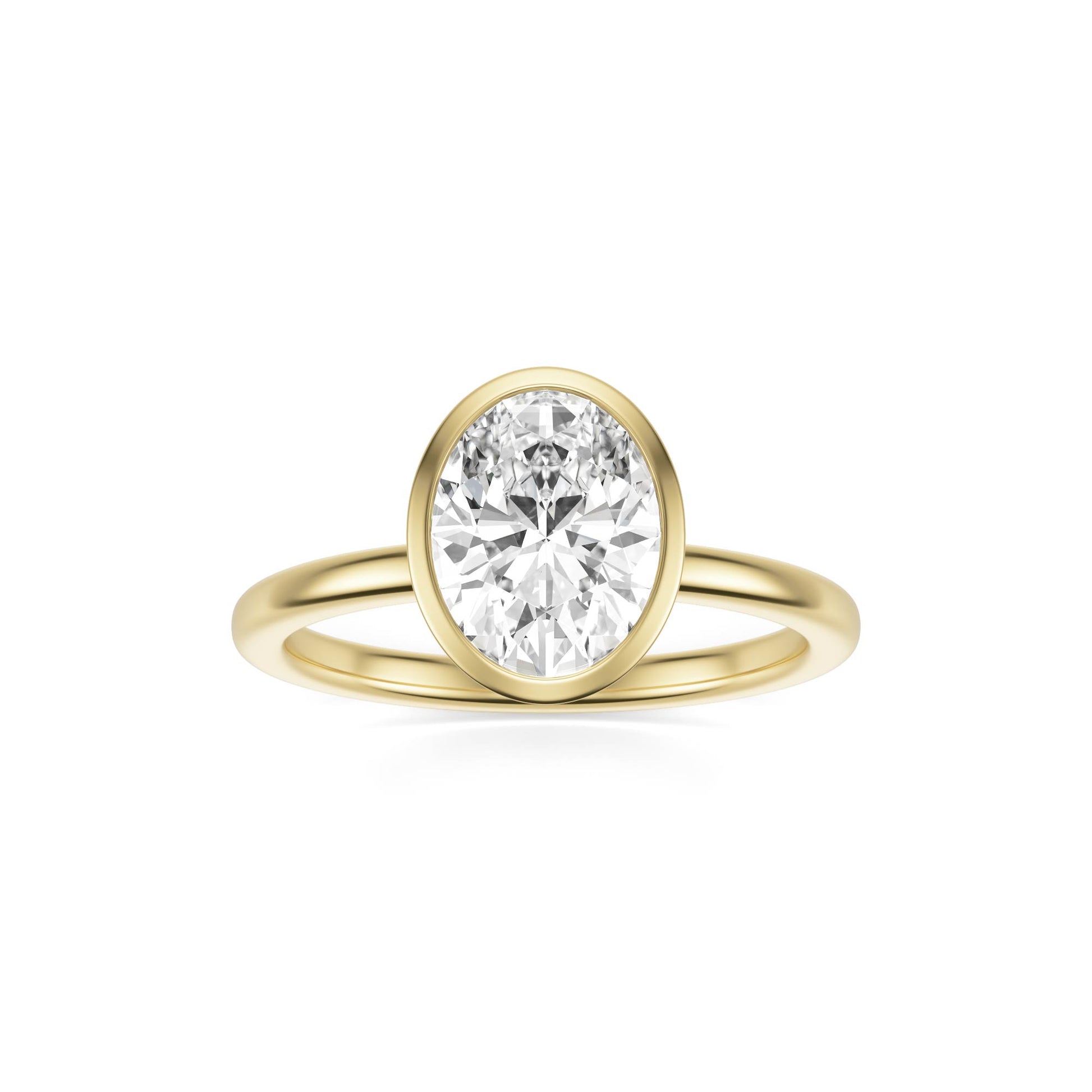 Oval Diamond Bezel 14K Yellow Gold