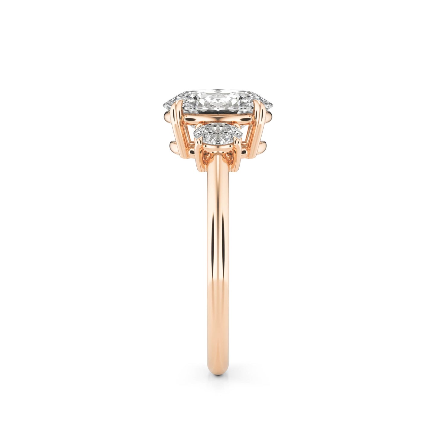 Oval Diamond Trio 14K Rose Gold