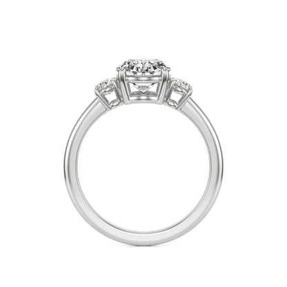 Oval Diamond Trio 14K White Gold