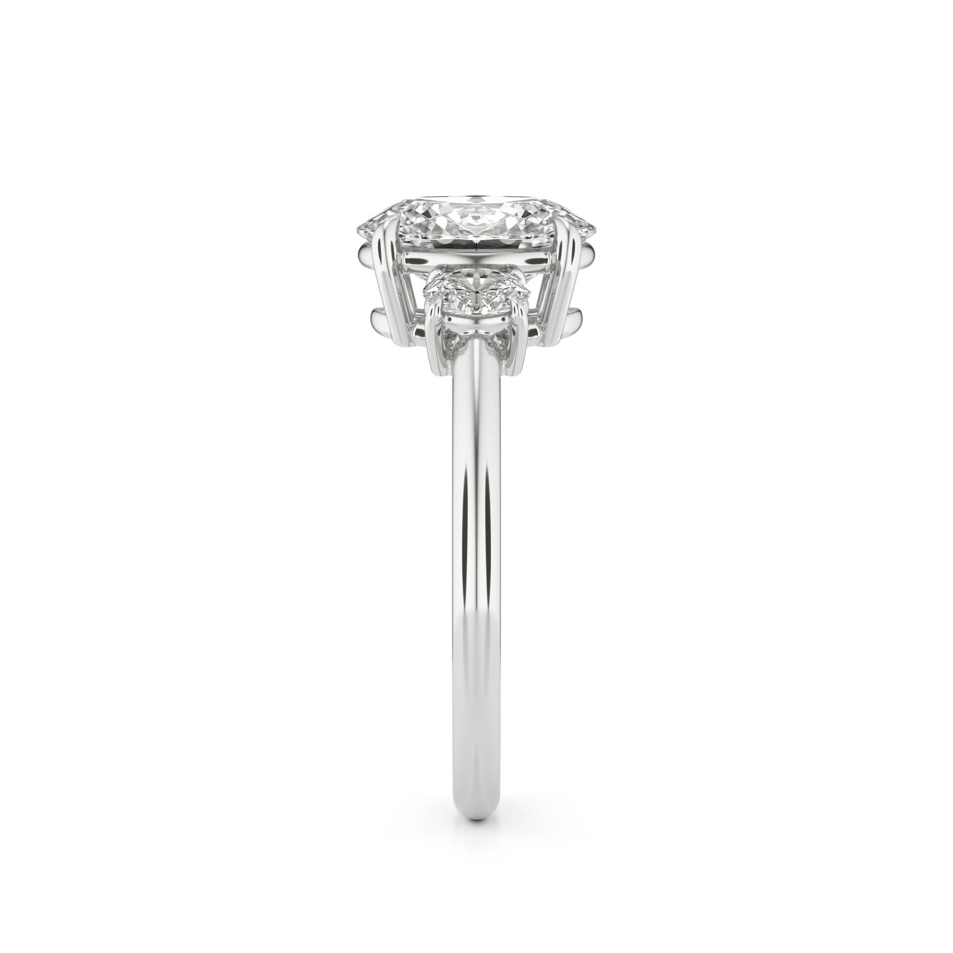 Oval Diamond Trio 14K White Gold