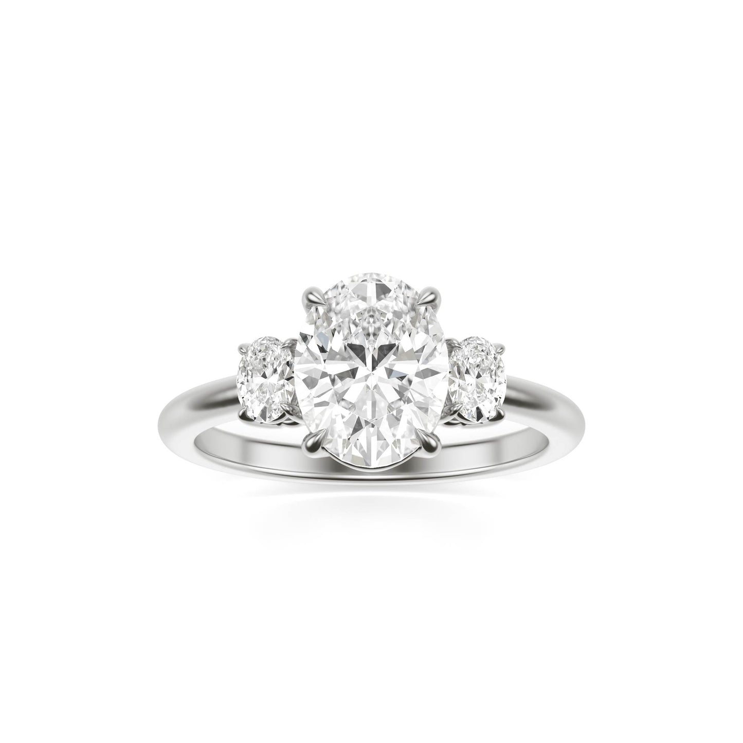 Oval Diamond Trio 14K White Gold