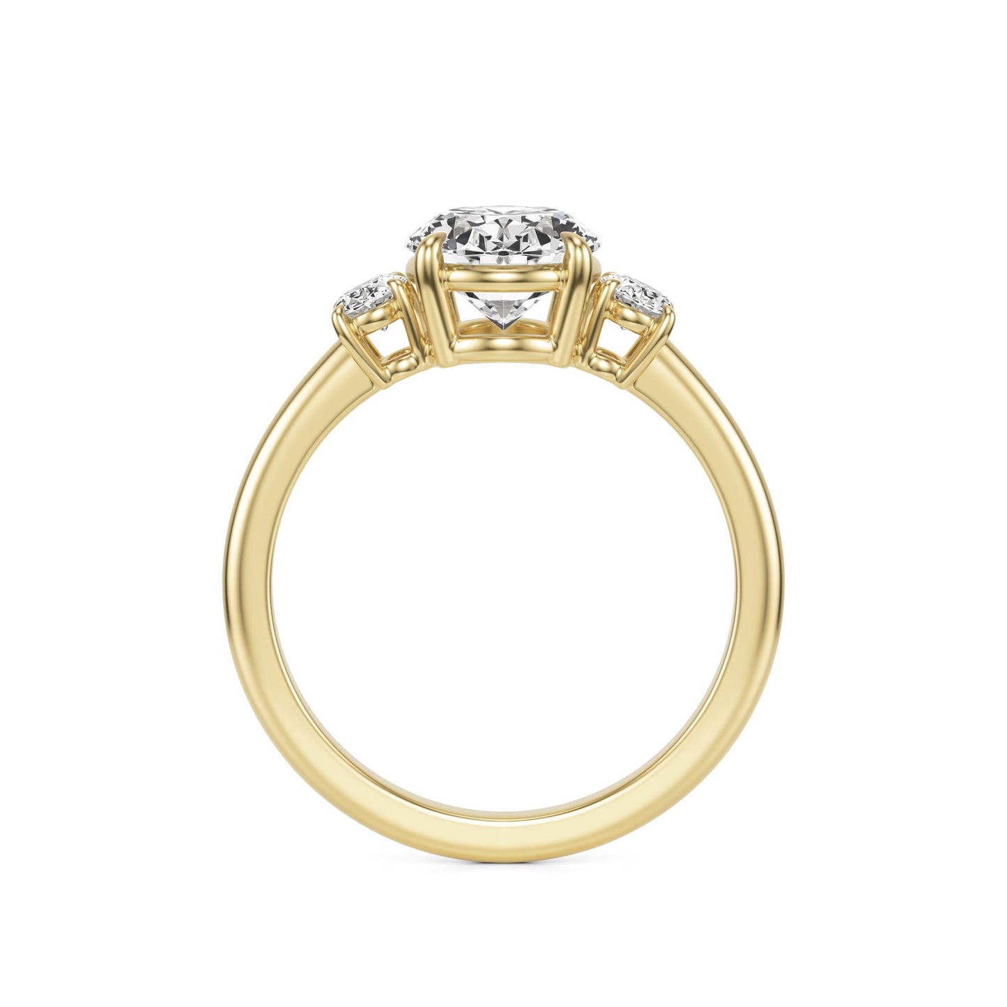 Oval Diamond Trio 14K Yellow Gold