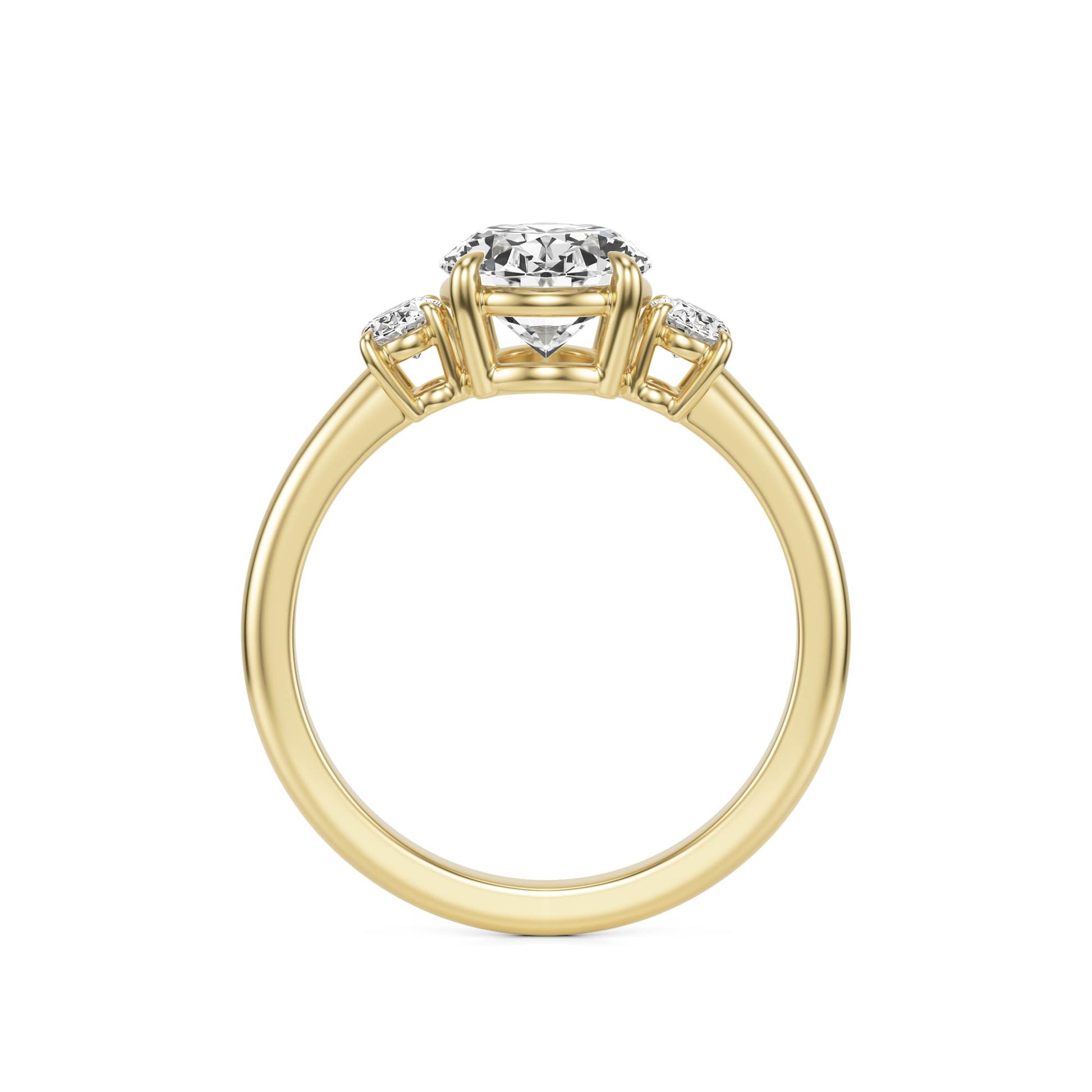 Oval Diamond Trio 14K Yellow Gold