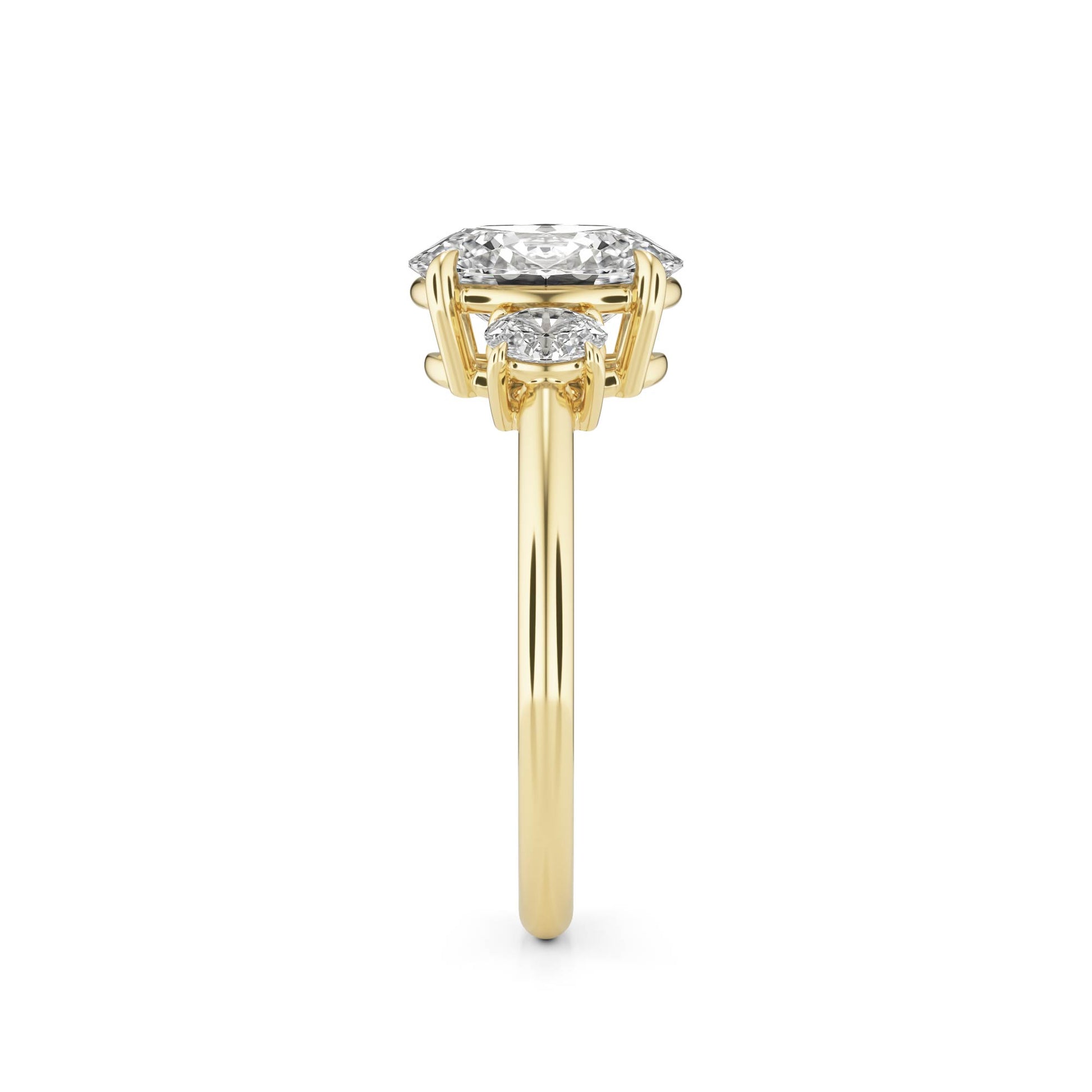 Oval Diamond Trio 14K Yellow Gold