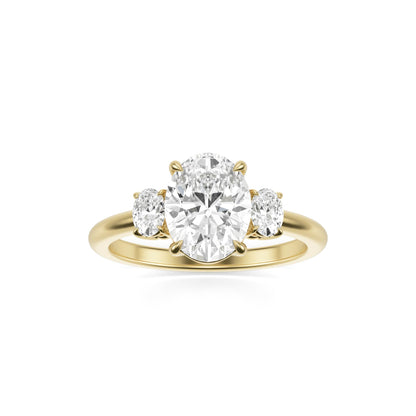 Oval Diamond Trio 14K Yellow Gold