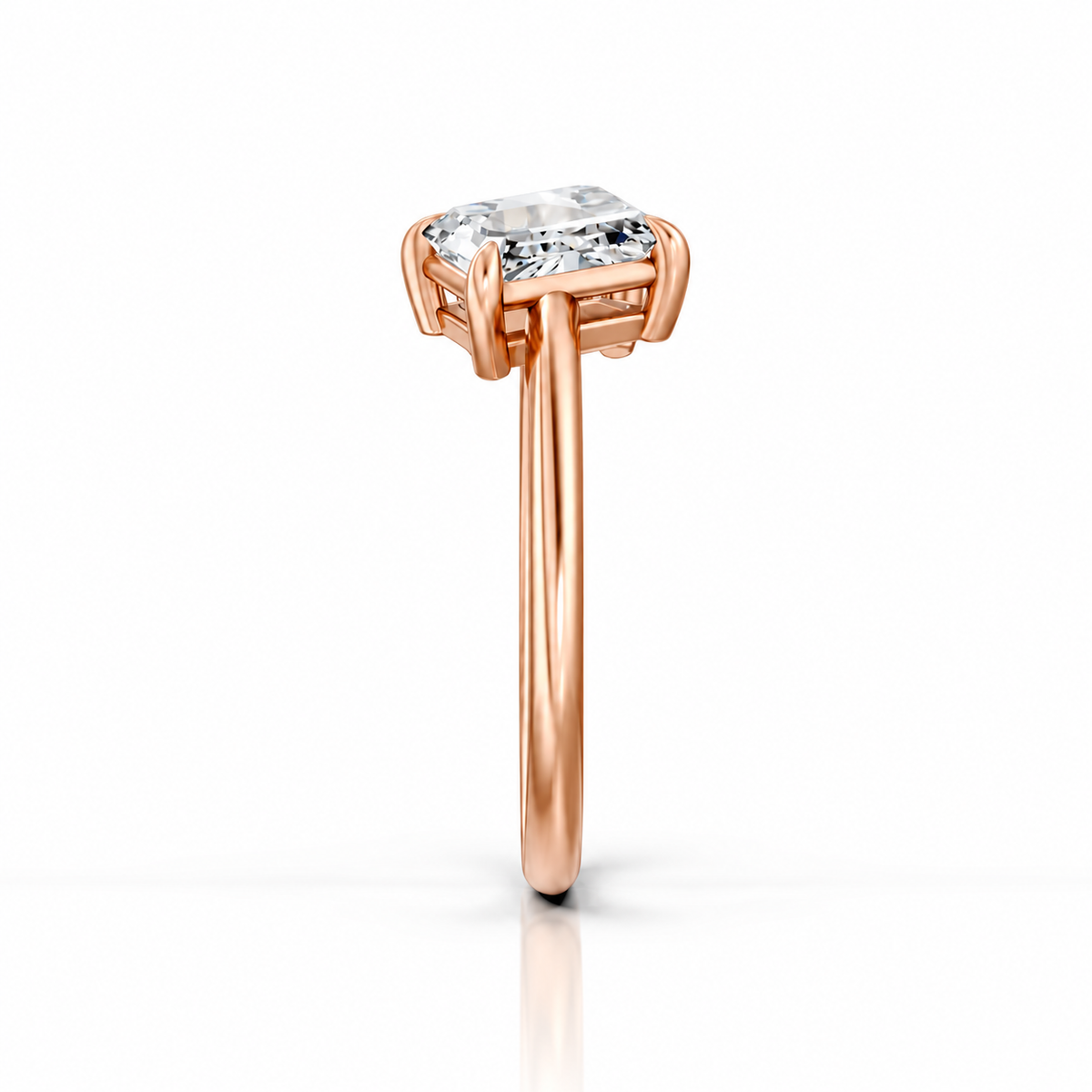 Oval Emerald Moissanite Toi Et Moi Engagement Ring 14k rose gold