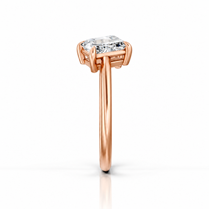 Oval Emerald Diamond Two Stone Ring 14k rose gold